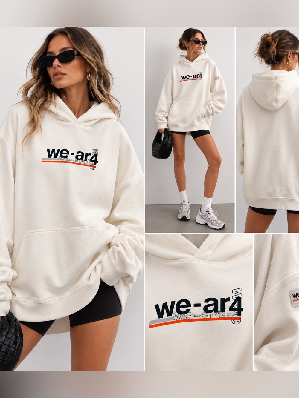 We-ar4 Cream Oversized Hoodie - Women's Casual Pullover